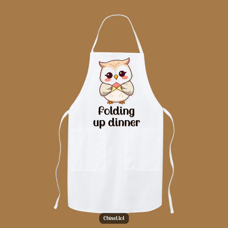 Funny Kawaii Owl Chef Apron - Giggling Crafter in the Kitchen, Witty Gift for Hobbyists
