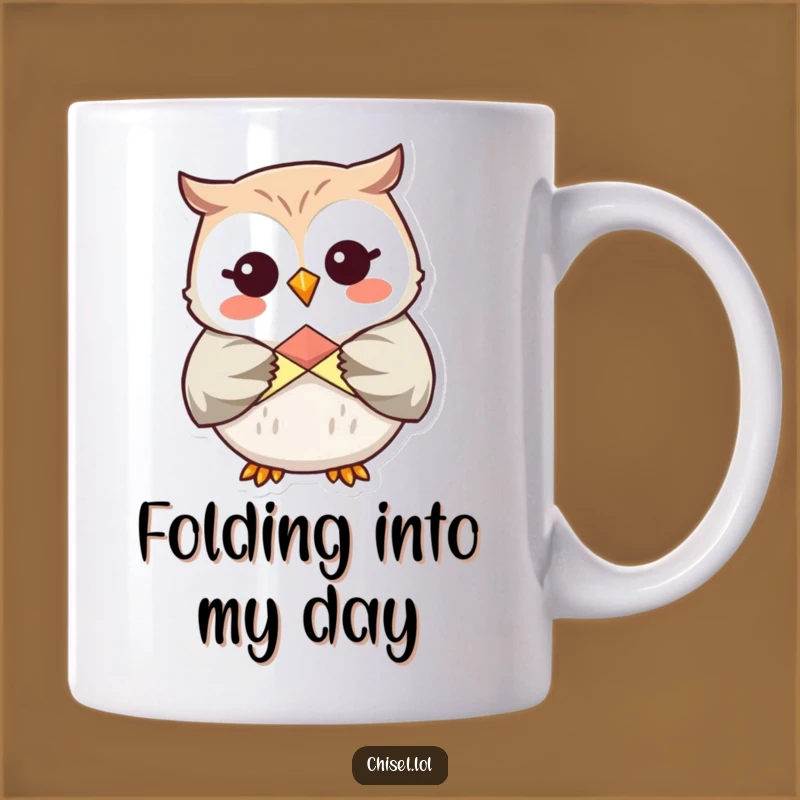 Funny Kawaii Owl Origami Mug - Giggling Crafter, Perfect Humorous Gift for Hobbyists
