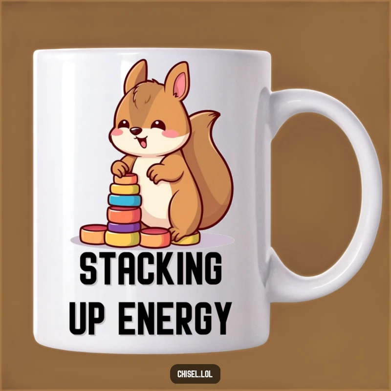 Funny Kawaii Squirrel Stacking Mug:Hilarious Gift for Organized Nut Lovers