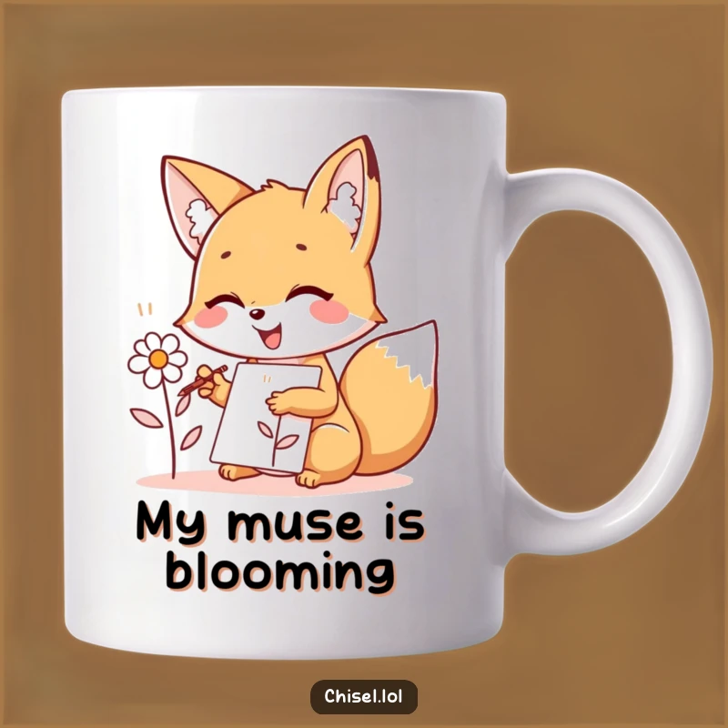 Funny Kawaii Fox Artist Mug - Joyful Sketching, Perfect Gift for Art Lovers