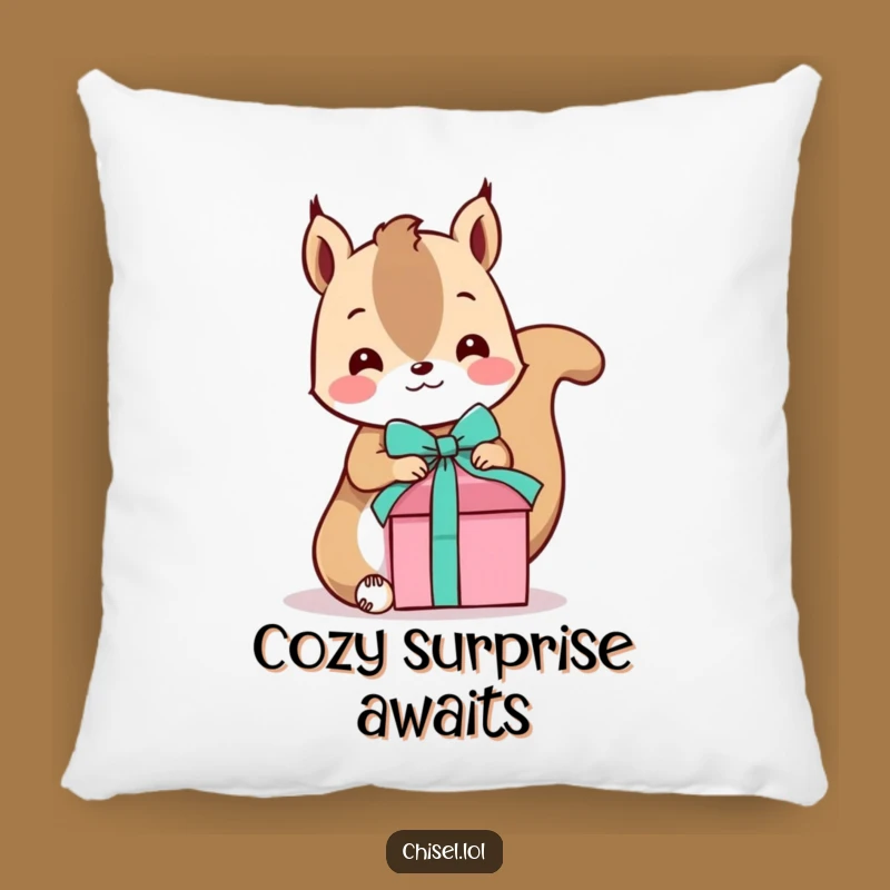 Funny Kawaii Squirrel Pillow - Playful Gifter Comfort, Cozy & Cute Humorous Gift