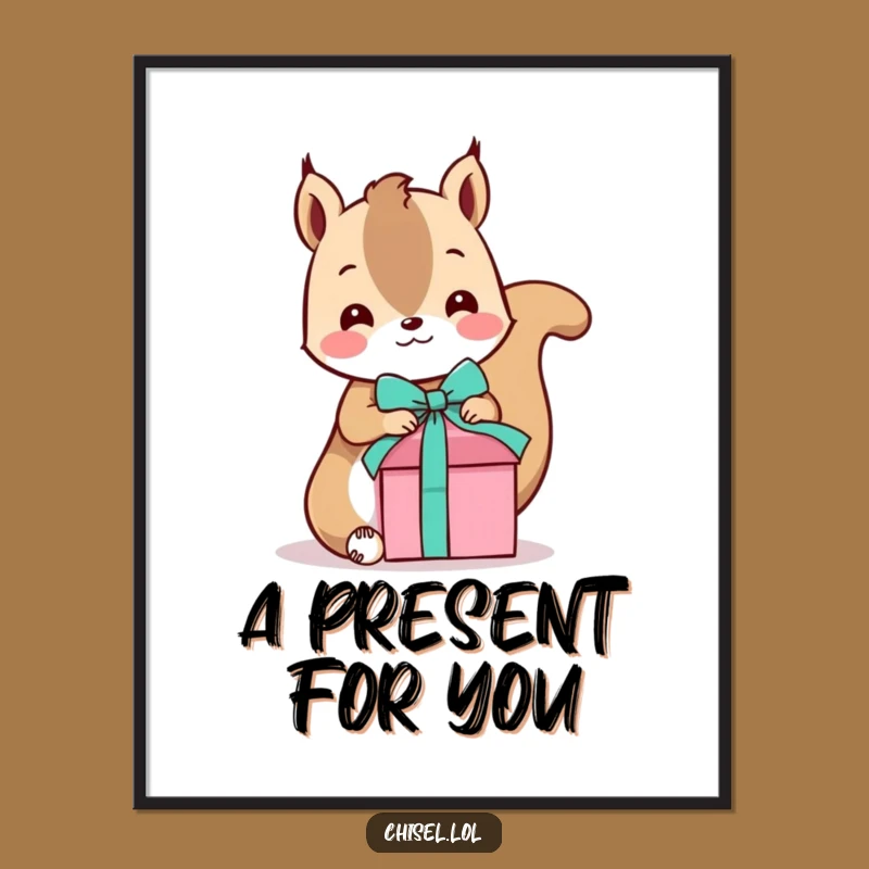 Funny Kawaii Squirrel Digital Art - Playful Gifter Joy, Instant Download Humorous Gift