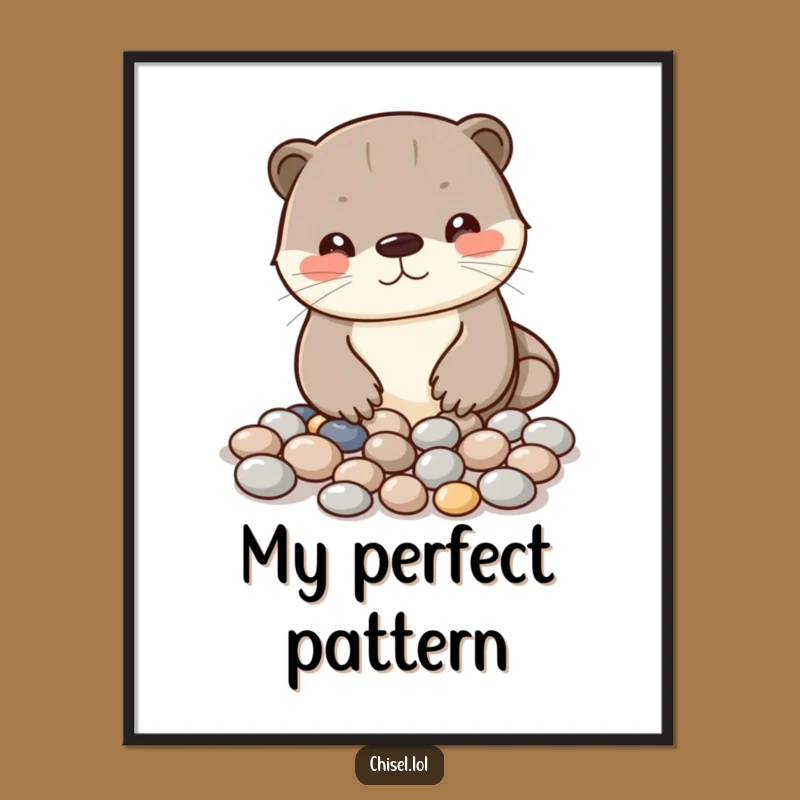 Printable Funny Kawaii Otter Art: Instant Download of Creative Pebble Fun