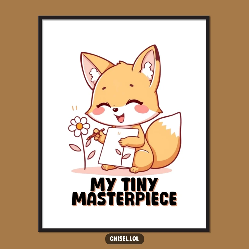 Funny Kawaii Fox Digital Art - Joyful Sketching Joy, Instant Download Gift for Art Lovers