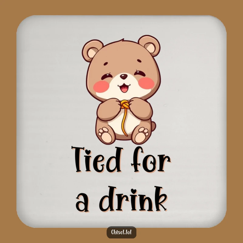Funny Kawaii Bear Drink Coaster: Protect Surfaces with Giggling Knot Charm