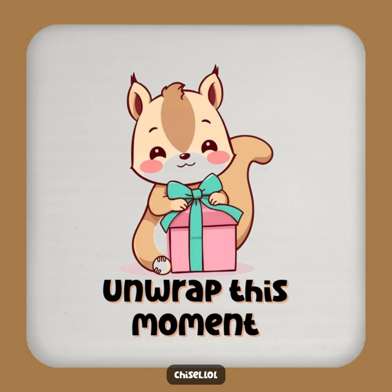 Funny Kawaii Squirrel Art Coaster - Playful Gifter Protection, Cute & Humorous