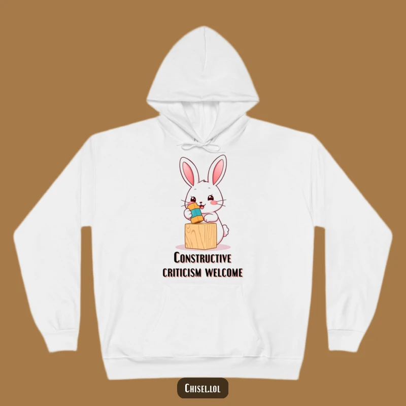 Cozy Funny Kawaii Bunny Hoodie: Warm Up with Adorable Hammering Fun