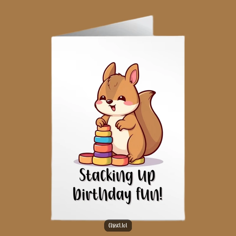 Free Printable Kawaii Squirrel Birthday Card: Stacking Fun DIY Downloadable Gift