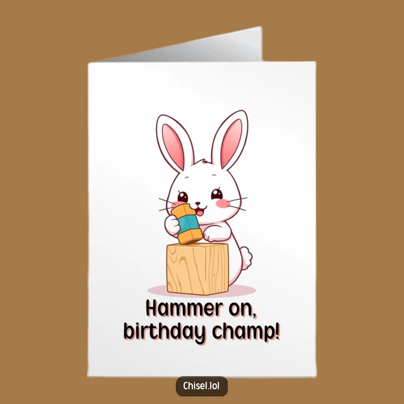 Free Printable Kawaii Bunny Birthday Card: Hammering Fun DIY Downloadable Gift