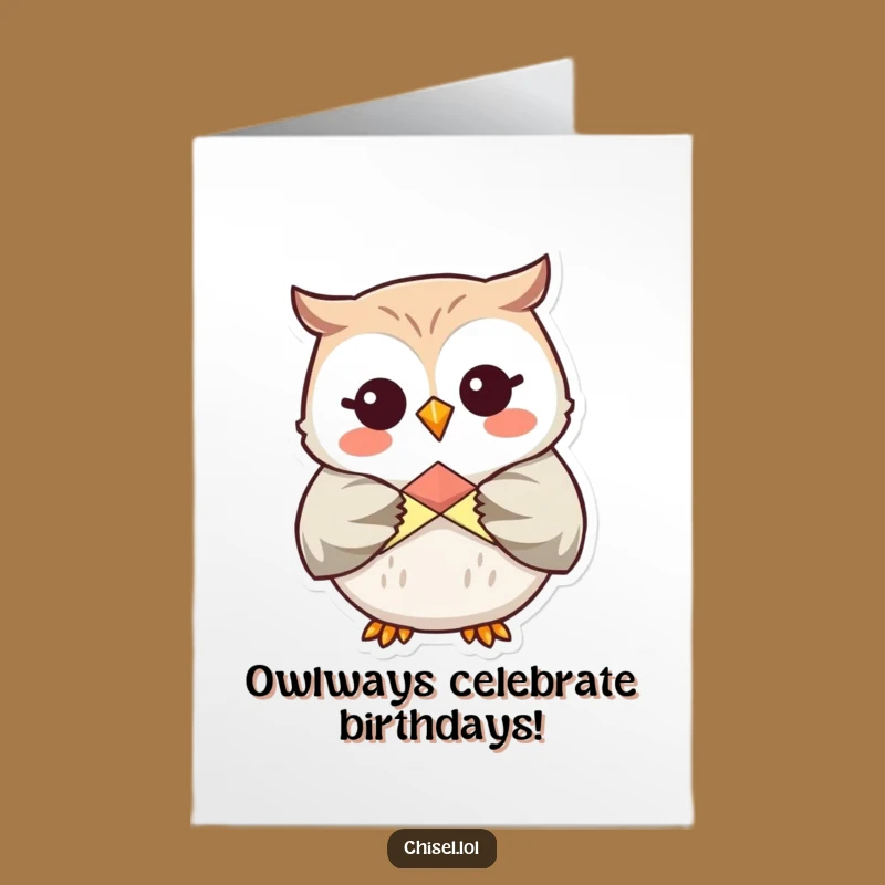 Free Printable Kawaii Owl Birthday Card: Funny Origami Owl Downloadable for a Crafty DIY Wish