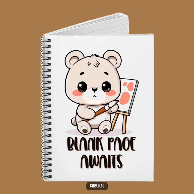 Funny Kawaii Bear Painter Notebook - Curious Artist Journal, Perfect Gift for Ideas