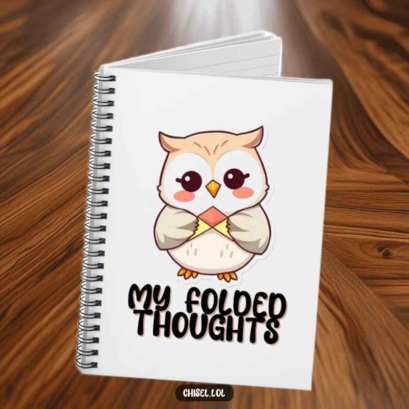 Funny Kawaii Owl Notebook: A giggling owl character folding origami, for capturing creative thoughts and craft ideas.