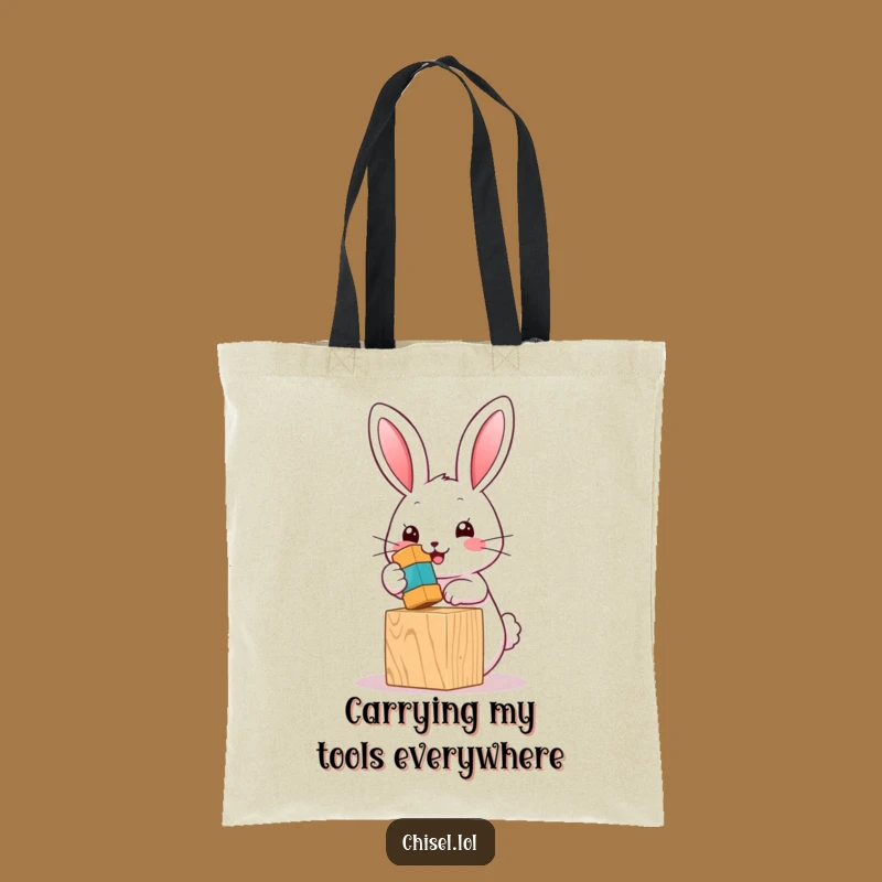 Funny Kawaii Bunny Tote Bag: Carry Your Essentials with Cute Hammering Joy